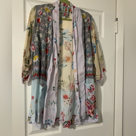 Johnny Was Pastel Floral Embroidery Kinono - Picture 2 of 5